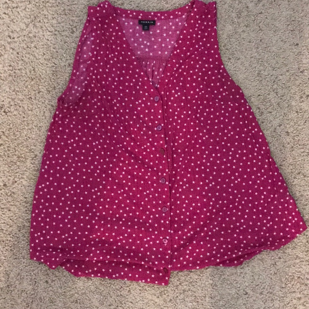 Torrid Pink and White Star Blouse Tank